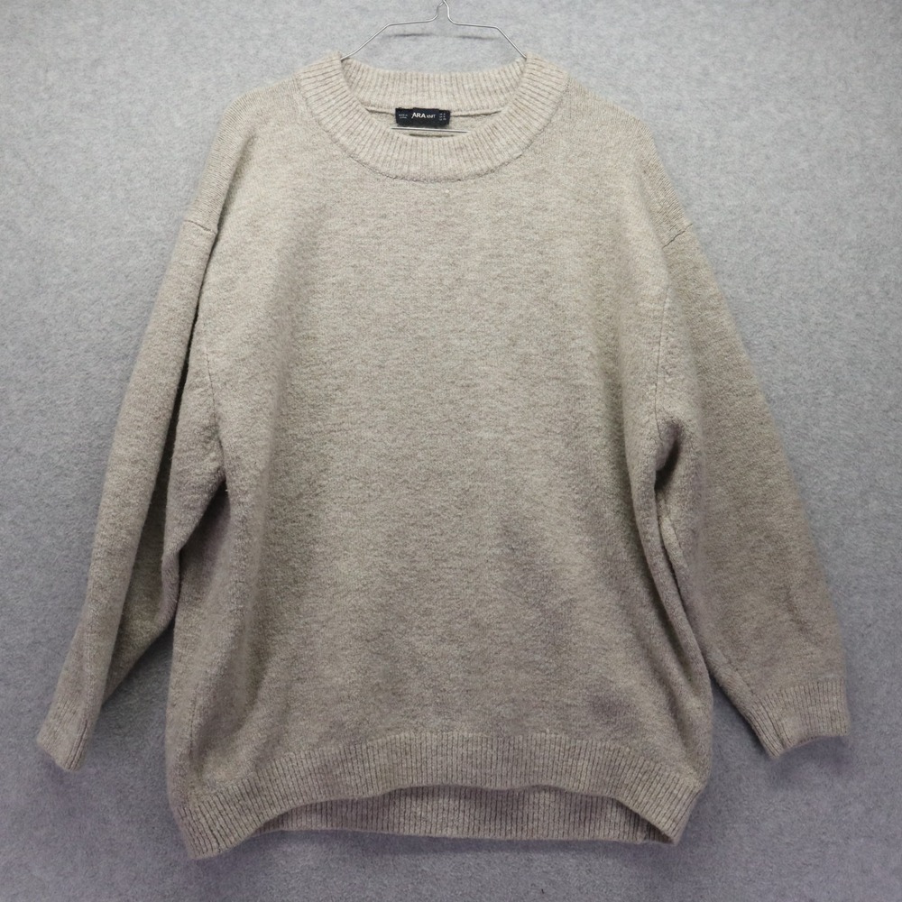 Zara‎ Knit Sweater Womens Pullover Crew Neck Relaxed Oatmeal Beige Long Sleeve